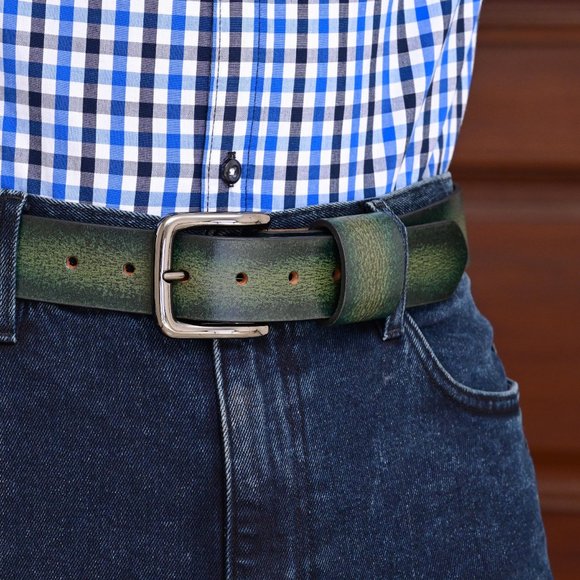Personalized Leather belt for him. Mens full grain genuine handmade leather belt - Picture 7 of 15